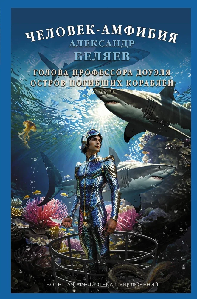 Обложка книги «Человек-амфибия. Голова профессора Доуэля. Остров погибших кораблей»