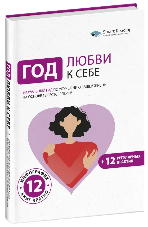 Обложка книги «Год любви к себе. Визуальный гид по улучшению вашей жизни на основе 12 бестселлеров»