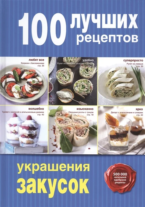 Обложка книги «100 лучших рецептов украшения закусок»