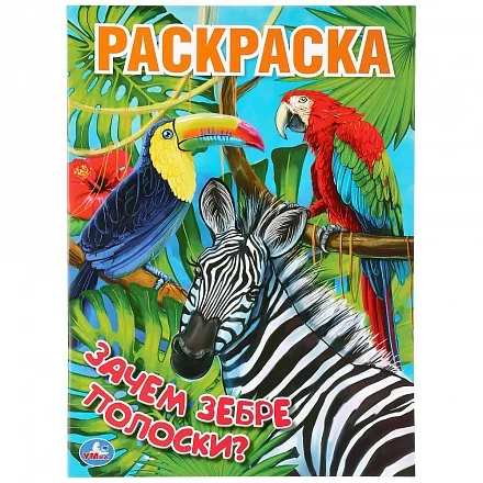 Обложка книги «Зачем зебре полоски? (Первая раскраска А4)»