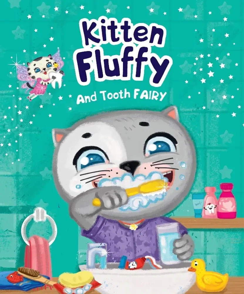 Обложка книги «Kitten Fluffy and Tooth fairy (Котёнок Пух и Зубная фея)»