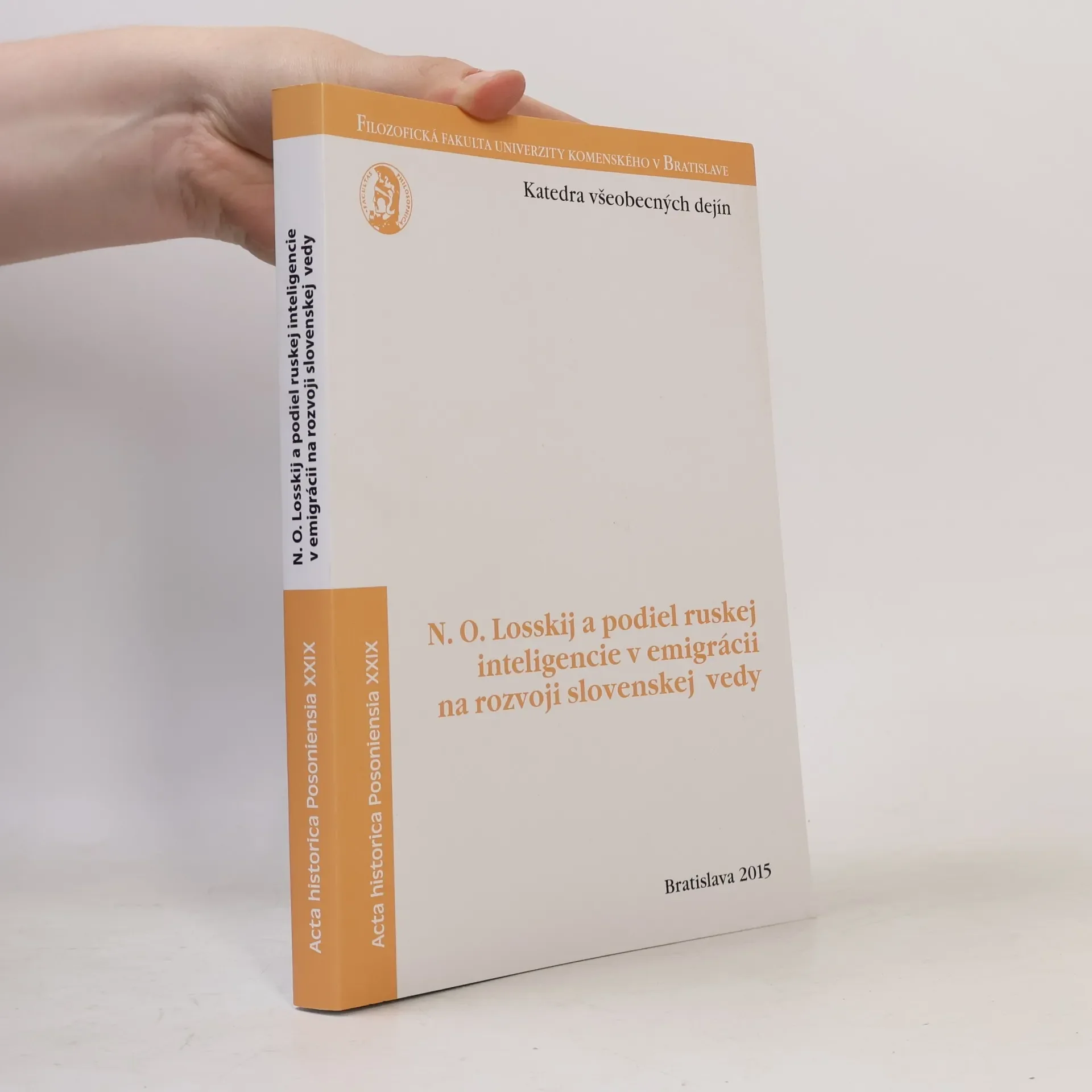 Обложка книги «N.O. Losskij a podiel ruskej inteligencie v emigrácii na rozvoji slovenskej vedy»