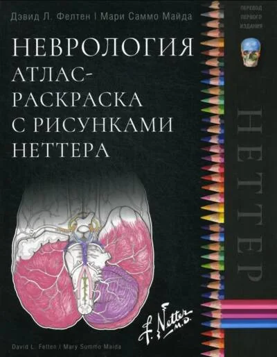 Обложка книги «Неврология. Атлас-раскраска с рисунками Неттера»