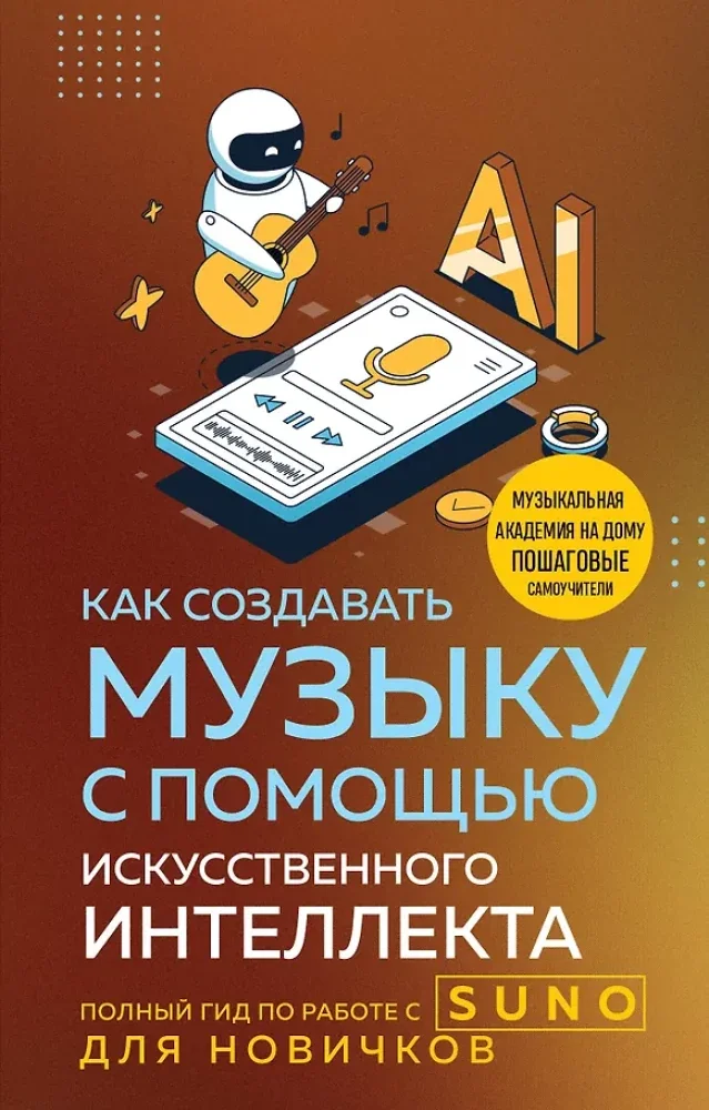 Обложка книги «Как создавать музыку с помощью искусственного интеллекта: полный гид по работе c Suno для новичков»