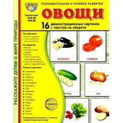 Обложка книги «Овощи. 16 демонстрационных картинок с текстом»