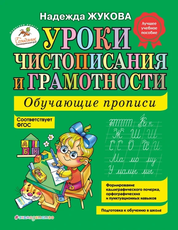 Обложка книги «Уроки чистописания и грамотности: обучающие прописи»