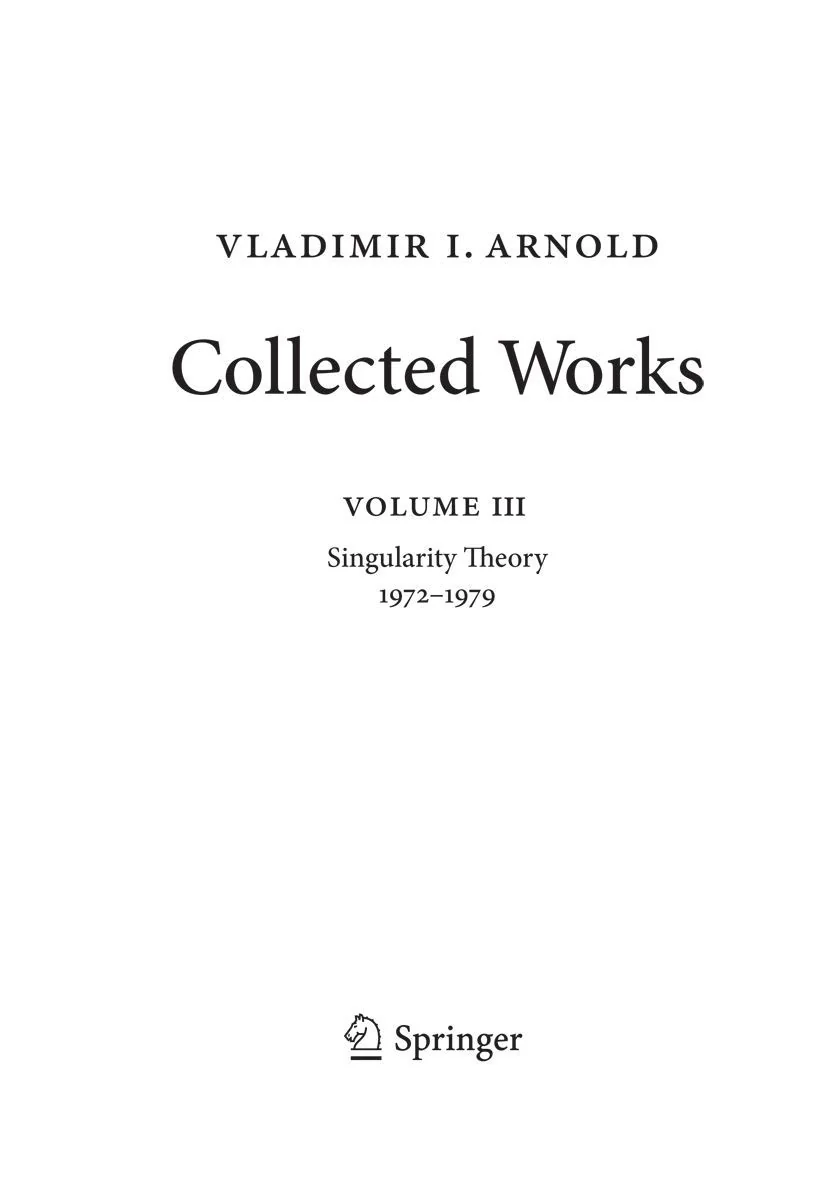 Обложка книги «Vladimir Arnold – Collected Works: Singularity Theory 1972–1979»